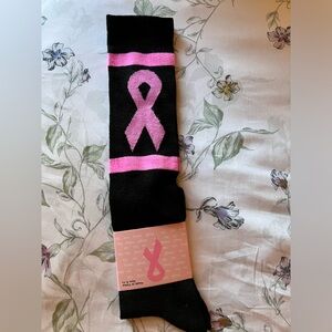 NWT- Breast Cancer awareness knee high socks black and pink